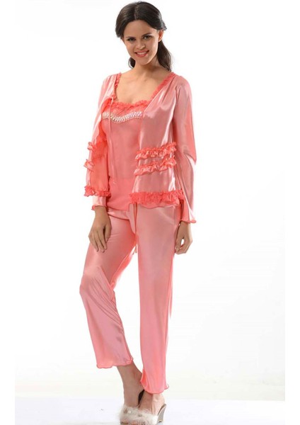 Nar Çiçeği Saten Pijama Takımı - 1413 - Beden S/m Dpmah