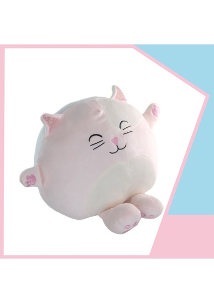 Kedi Yastik Peluş Uyku Arkadaşi 35 cm Pembe Inslm