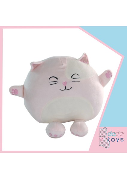 Kedi Yastik Peluş Uyku Arkadaşi 35 cm Pembe Inslm