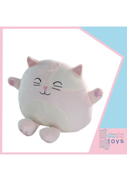 Kedi Yastik Peluş Uyku Arkadaşi 35 cm Pembe Inslm