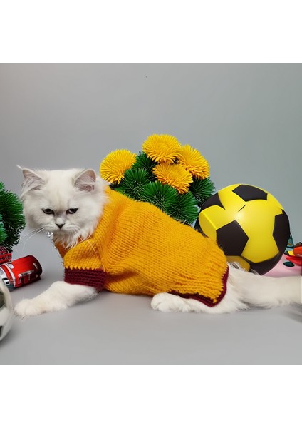 Kedi ve Köpek Için Sarı Kırmızı Galatasaray Yün Kazak