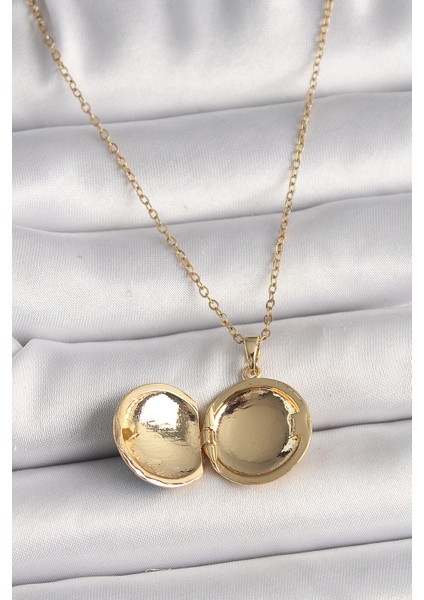 316L Çelik Gold Renk Zincir Mavi Dünya Model Kadın Kolye - TJ-BKO9814