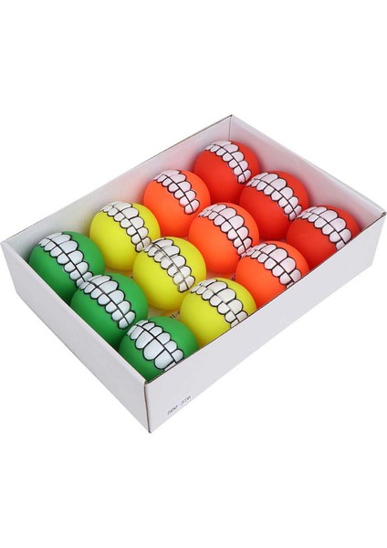 12'li Plastik Diş Desenli Top Seti Çap 7 cm Inslm