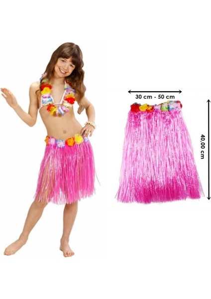 Hawaii Hula Eteği Pembe Renk 40 cm