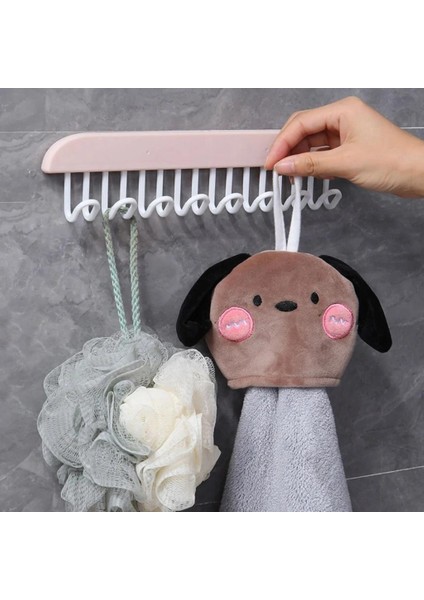 3 Adet 8 Kancalı Plastik Yapışkanlı Askı Dolap Banyo Takı Askısı Organizer
