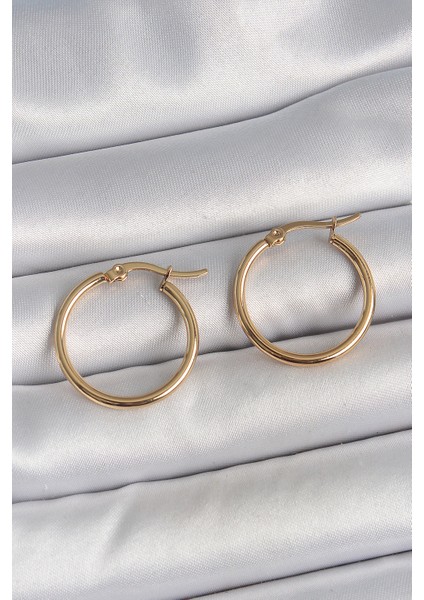 316 Çelik Gold Renk 22MM Kadın Halka Model Kadın Küpe