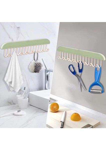 1 Adet 8 Kancalı Çok Amaçlı Yapışkanlı Askı Iç Çamaşırı Askısı Banyo Askısı Takı Organizer