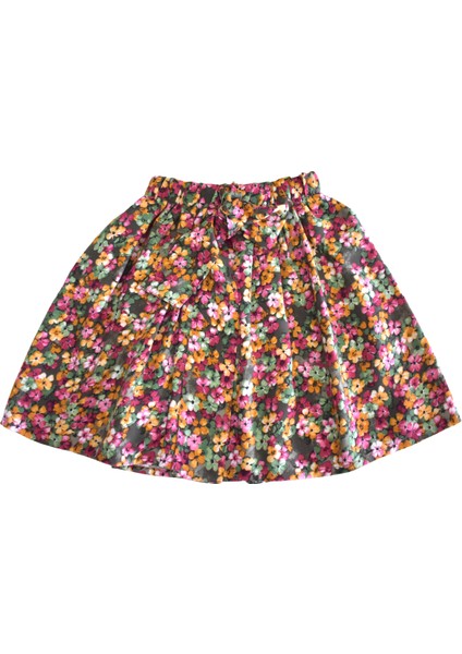 Kız Çocuk Etekli Takım, Etek T-Shirt Takım, Pamuklu Çiçekli Etek Fitilli Ekru T-Shirt fırsatları