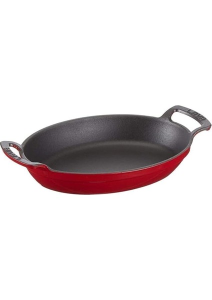 Metal Oval Kuplu Döküm Tava 27X20, Kırmızı