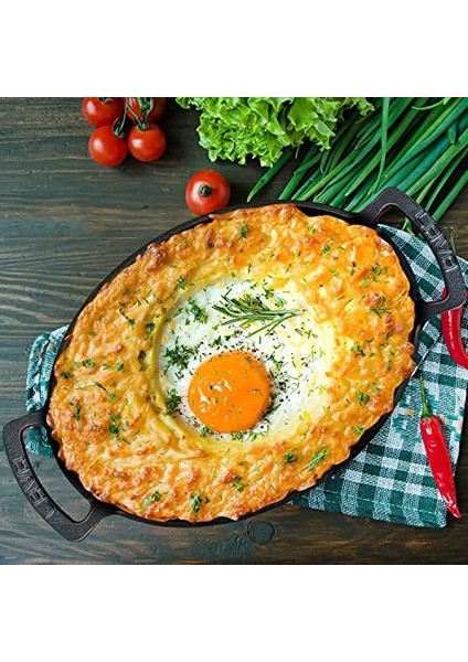 Metal Oval Kuplu Döküm Tava 27X20, Kırmızı