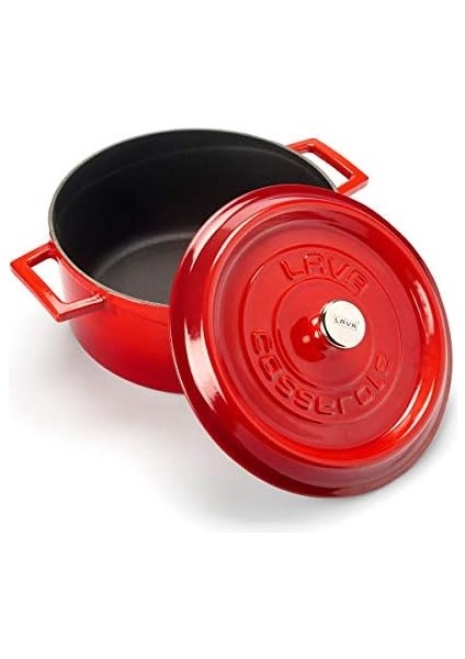 Döküm Yuvarlak Tencere, Trendy, 24 Cm, 4.49 L Hacim, Kırmızı