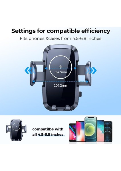 HP-A04 15W Kablosuz Şarj Araba Telefon Tutucu Ayarlanabilir Cam ve Torpido Için Yüksek Kalite Tutucu Premium fiyatları