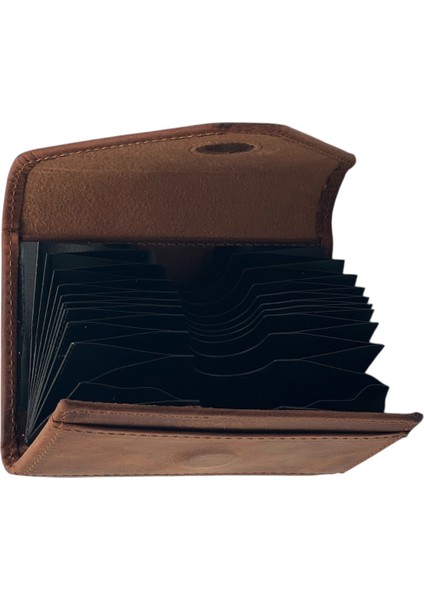 Hakiki Deri Unisex Akordiyon Kartlık - G2 Taba modelleri