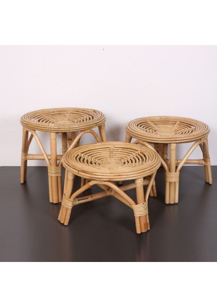 Yumru Doğal Kubu Rattan 40X25 Sehpa & Tabure