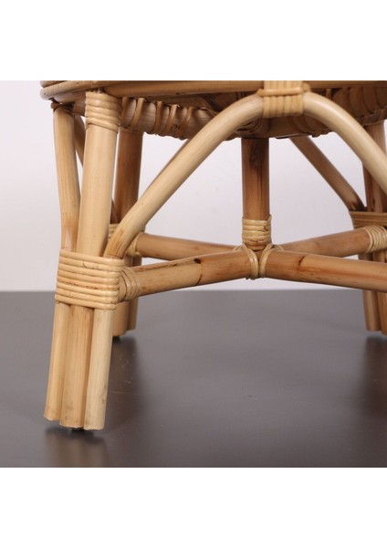 Yumru Doğal Kubu Rattan 40X25 Sehpa & Tabure