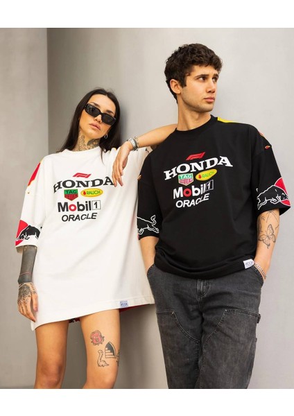 Oversize Unisex Honda Mobil1 Tişört