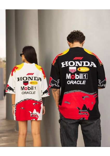 Oversize Unisex Honda Mobil1 Tişört