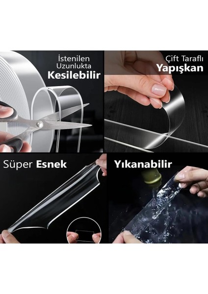 2 Metre 3 cm Duvar Tablo Albüm Obje Dekor Iz Bırakmaz Çift Taraflı Güçlü Yapıştırıcı Şeffaf Bant fiyatları