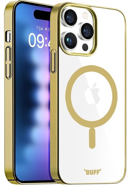 Labs Buff iPhone 15 Pro Max ile Uyumlu Magsafe Uyumlu Slim Fit Kılıf Kablosuz Şarj Destekleyen Sararmaya Karşı Korumalı Kapak (Altın Rengi)