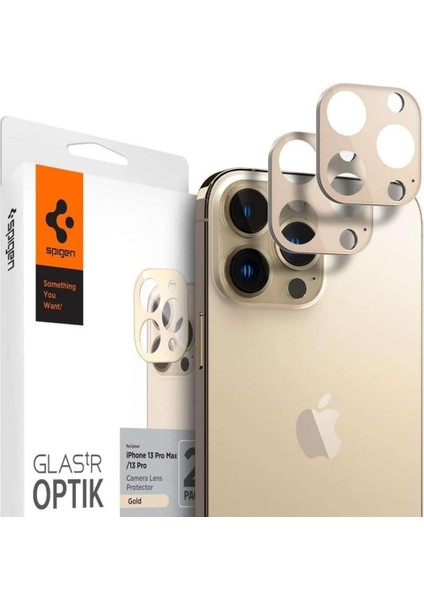 iPhone 13 Pro Max / 13 Pro Kamera Lens Camı Koruyucu Glas.tr Optik (2 Adet) Gold - AGL04034