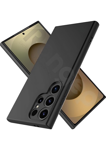 Samsung Galaxy S25 Ultra Için Kamera Yükseltili Iç Yüzeyi Mikrofiber Astarlı Silikon Kılıf 360° Full Kasa Koruma Sağlayan Darbelere Karşı Dayanıklı Yumuşak ve Pürüzsüz Dokulu Kılıf (Siyah)