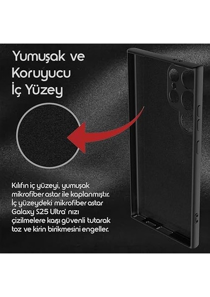 Samsung Galaxy S25 Ultra Için Kamera Yükseltili Iç Yüzeyi Mikrofiber Astarlı Silikon Kılıf 360° Full Kasa Koruma Sağlayan Darbelere Karşı Dayanıklı Yumuşak ve Pürüzsüz Dokulu Kılıf (Siyah) fiyatları