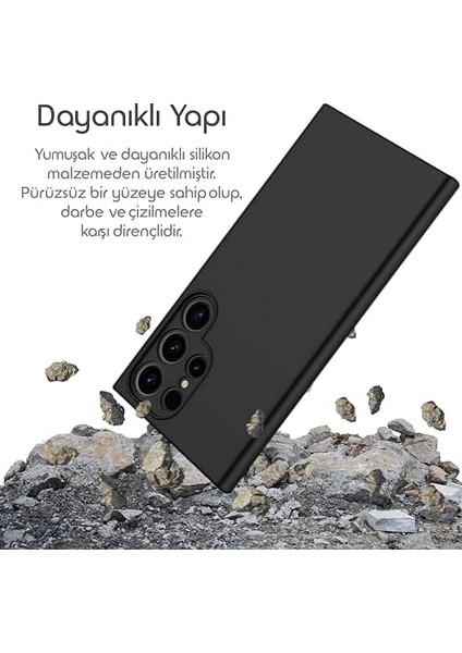 Samsung Galaxy S25 Ultra Için Kamera Yükseltili Iç Yüzeyi Mikrofiber Astarlı Silikon Kılıf 360° Full Kasa Koruma Sağlayan Darbelere Karşı Dayanıklı Yumuşak ve Pürüzsüz Dokulu Kılıf (Siyah) modelleri