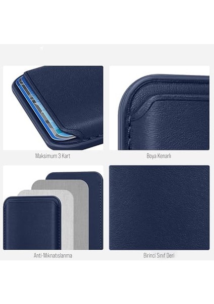 Apple iPhone ile Uyumlu Magsafe Özellikli Deri Cüzdan iPhone 15 Pro Max/15 Plus/15 Pro/15, 14 Pro Max/14 Plus/14 Pro/14, 13 Pro Max/13 Pro/13, 12 Pro Max/12 Pro/12 (Lacivert) fiyatları