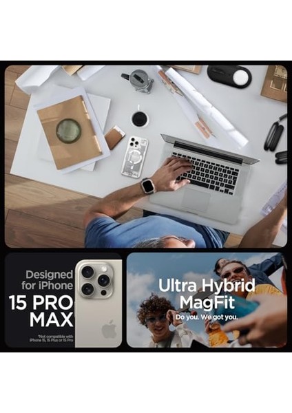 iPhone 15 Pro Max Kılıf Ultra Hybrid Zero One Magfit Magsafe Özellikli White - ACS07034
