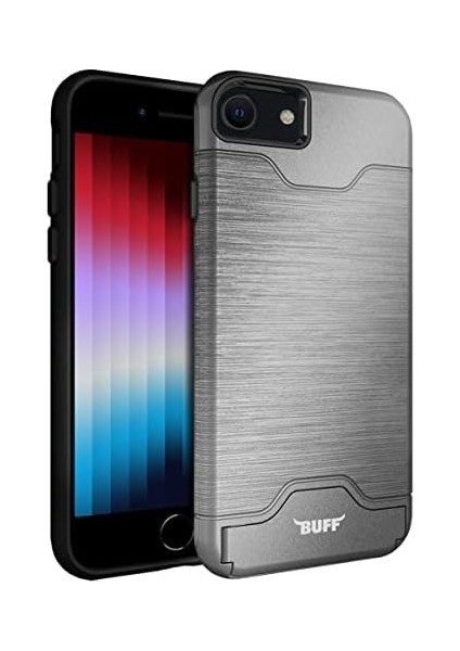 Labs iPhone Se 2022 / Se 2020/8 / 7 Slim Folder Kart Hazneli Cüzdan Kılıf (Gümüş Rengi)
