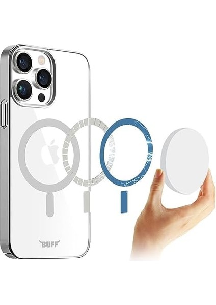 Labs Buff iPhone 15 Pro ile Uyumlu Magsafe Uyumlu Slim Fit Kılıf Kablosuz Şarj Destekleyen Sararmaya Karşı Korumalı Kapak (Gümüş Rengi) modelleri