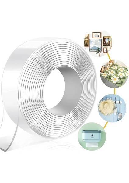 1 Metre 3 cm Duvara Tablo Albüm Obje Dekor Iz Bırakmaz Çift Taraflı Nano Bant Güçlü Yapıştırıcı