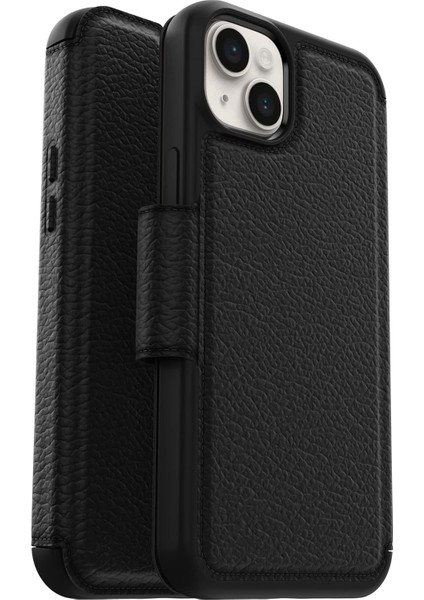 iPhone 14 Plus Strada Kılıf, Darbeye Dayanıklı, Düşmeye Dayanıklı, Iki Kart Tutuculu Birinci Sınıf Deri Folyo, Askeri Standartlara Göre 3 Kez Test Edilmiştir, Siyah