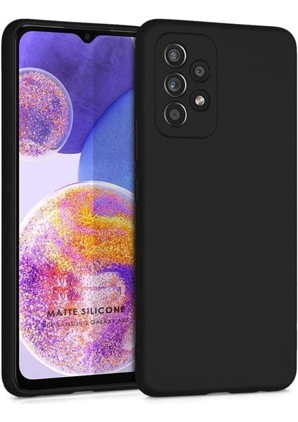 Trend Samsung A23 Uyumlu Içi Kadife Lansman Liquid Silicone Kılıf Şok Emici Full Kasa Koruma Sağlayan Kılıf (Siyah)