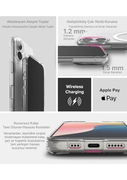 iPhone 16 Için Magsafe ile Uyumlu Supermatt Serisi Arkası Parmak Izi Tutmayan Sert Mat Polikarbonat Kenarları Tpu Silikon Metal Tuşlu Premium Şeffaf Kılıf Kapak (Manyetik, 16) fiyatları