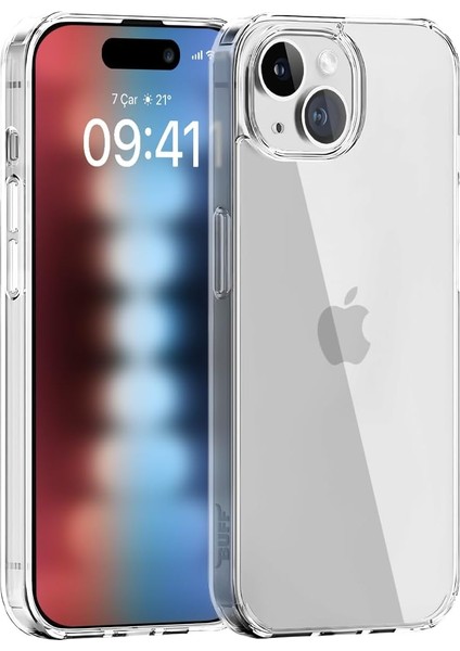 iPhone 15 (6.1") Air Hybrid Darbe Emici Tpu + Pc Şeffaf Kılıf (Crystal Clear)