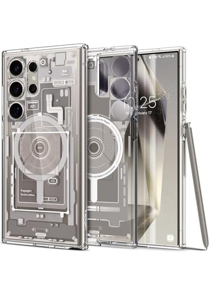 Galaxy S24 Ultra Kılıf Ultra Hybrid Onetap Metal Ring Magfit Zero One Natural Titanium - ACS07624 modelleri