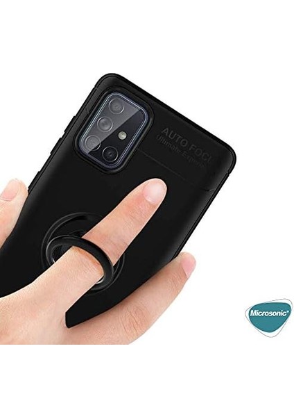 Samsung Galaxy A71 Için Kılıf Kickstand Ring Holder Siyah Rose [galaxy A71 ile Uyumlu Kılıf - Siyah - Rose] modelleri
