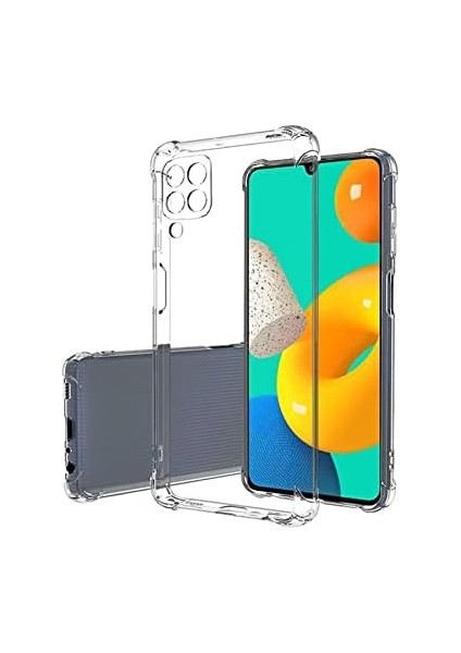 Iletişim Samsung Galaxy M22 ile Uyumlu ile Uyumlu Kapak Köşe Korumalı Airbag Antishock Şeffaf Silikon Kılıf