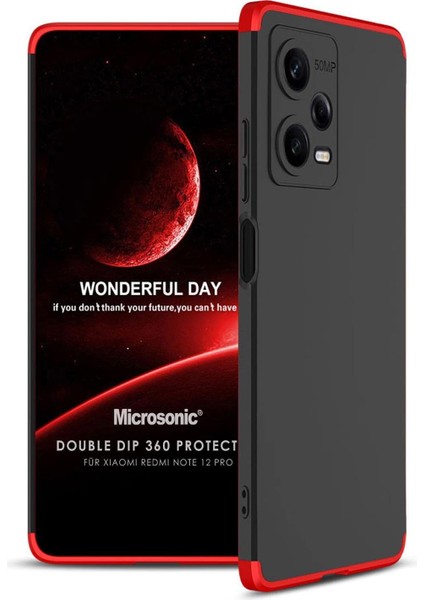 Xiaomi Redmi Note 12 Pro Için Kılıf Double Dip 360 Protective Siyah Kırmızı [redmi Note 12 Pro ile Uyumlu Kılıf - Siyah - Kırmızı]