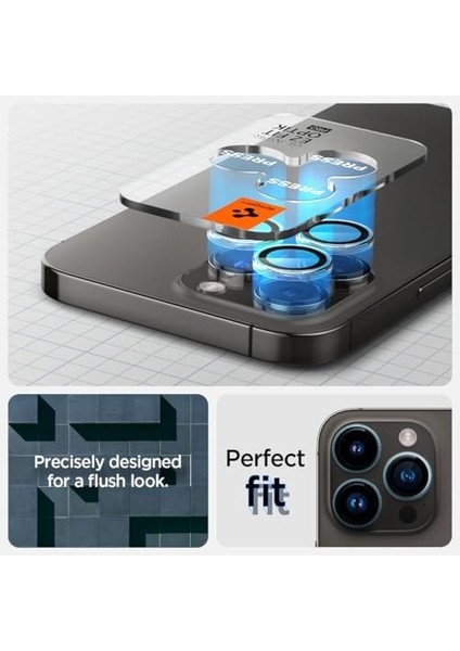 iPhone 16 Pro Max / 16 Pro / 15 Pro Max / 15 Pro / 14 Pro Max / 14 Pro Kamera Lens Camı Koruyucu Glas.tr Ez Fit Optik Pro (2 Adet) Crystal Clear - AGL06914