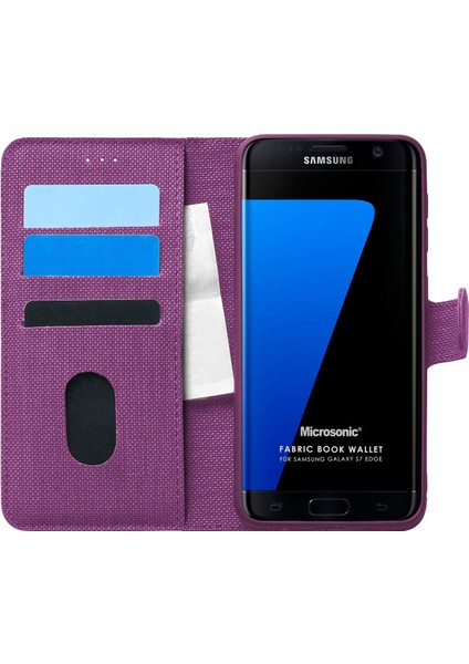 Samsung Galaxy S7 Edge Için Kılıf Fabric Book Wallet Mor [galaxy S7 Edge ile Uyumlu Kılıf - Mor]