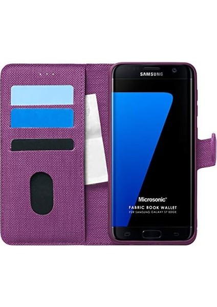 Samsung Galaxy S7 Edge Için Kılıf Fabric Book Wallet Mor [galaxy S7 Edge ile Uyumlu Kılıf - Mor]