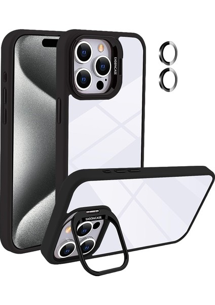 iPhone 13 Görünmez Stand ve Kamera Korumalı Askeri Sınıf Darbeye Dayanıklı Kılıf Siyah