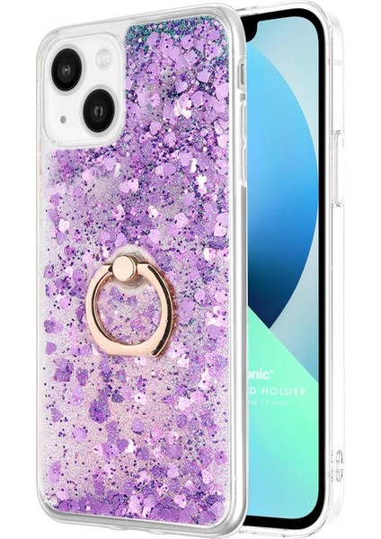 Apple iPhone 13 Için Kılıf Glitter Liquid Holder Mor [iphone 13 ile Uyumlu Kılıf - Mor]