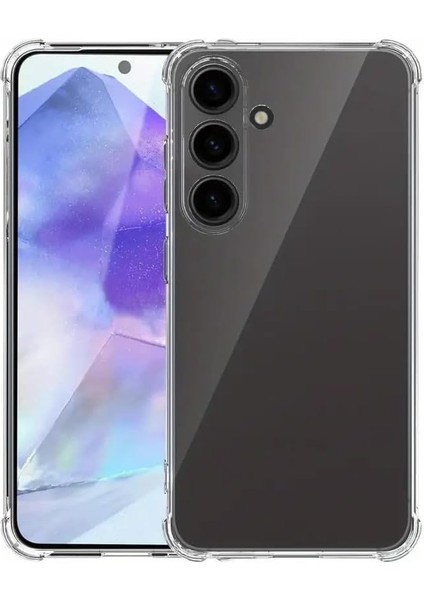 Samsung Galaxy A24 ve Samsung Galaxy A25 Uyumlu Kenar ve Darbe Korumalı Anti Shock Darbe Emici Şeffaf Silikon Tpu Clear Kılıf Transparent