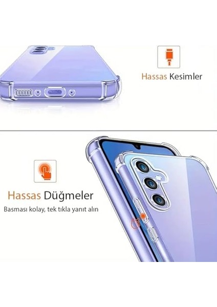 Samsung Galaxy A24 ve Samsung Galaxy A25 Uyumlu Kenar ve Darbe Korumalı Anti Shock Darbe Emici Şeffaf Silikon Tpu Clear Kılıf Transparent
