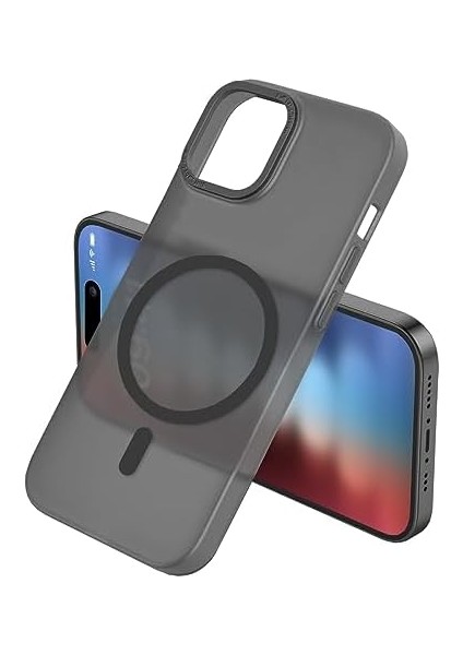 Labs iPhone 15 ile Uyumlu Taofit Manyetik Yarı Saydam Metal Çerçeveli Kılıf (Siyah) modelleri