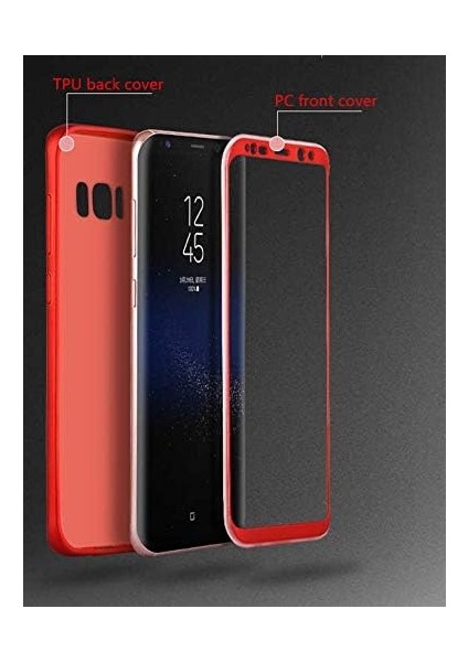 Galaxy S8 Uyumlu Kamera Korumalı 360 Silikon Kılıf (Kırmızı) fiyatları