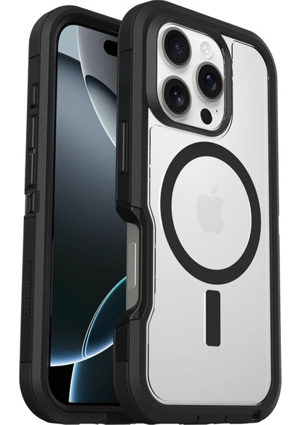 Defender Series Xt Magsafe Kılıf, iPhone 16 Pro Uyumlu, Darbeye Karşı Koruyucu Kılıf, Şeffaf/siyah